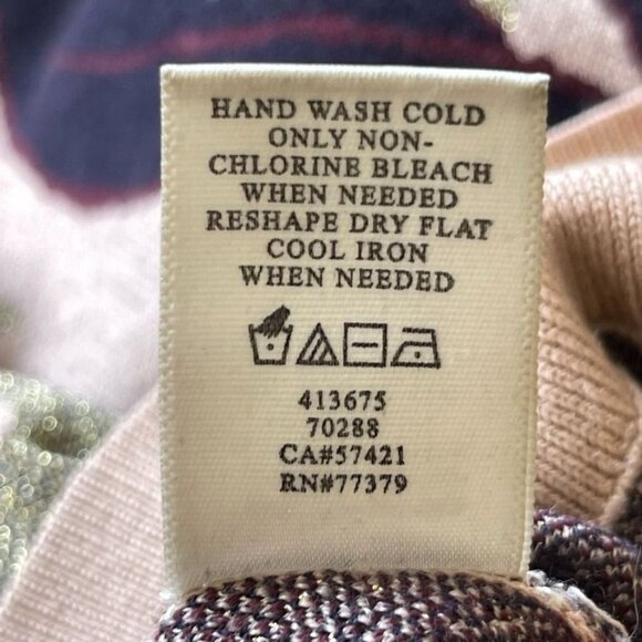 ANN Taylor Super Fine Merino Wool Floral Sparkly Metallic Sweater Medium - Picture 5 of 5